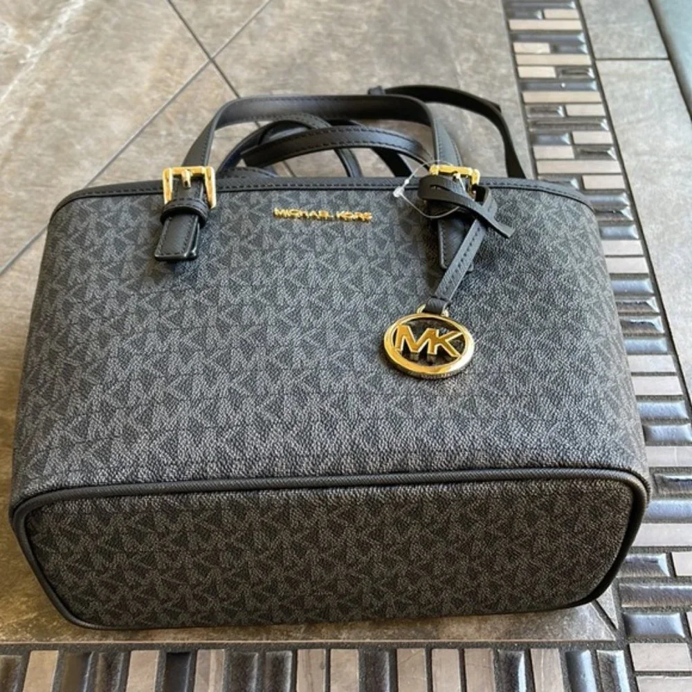 Michael Kors Jet Set Travel XS Carryall Tote Top Zip Tote Black - Picture 12 of 16